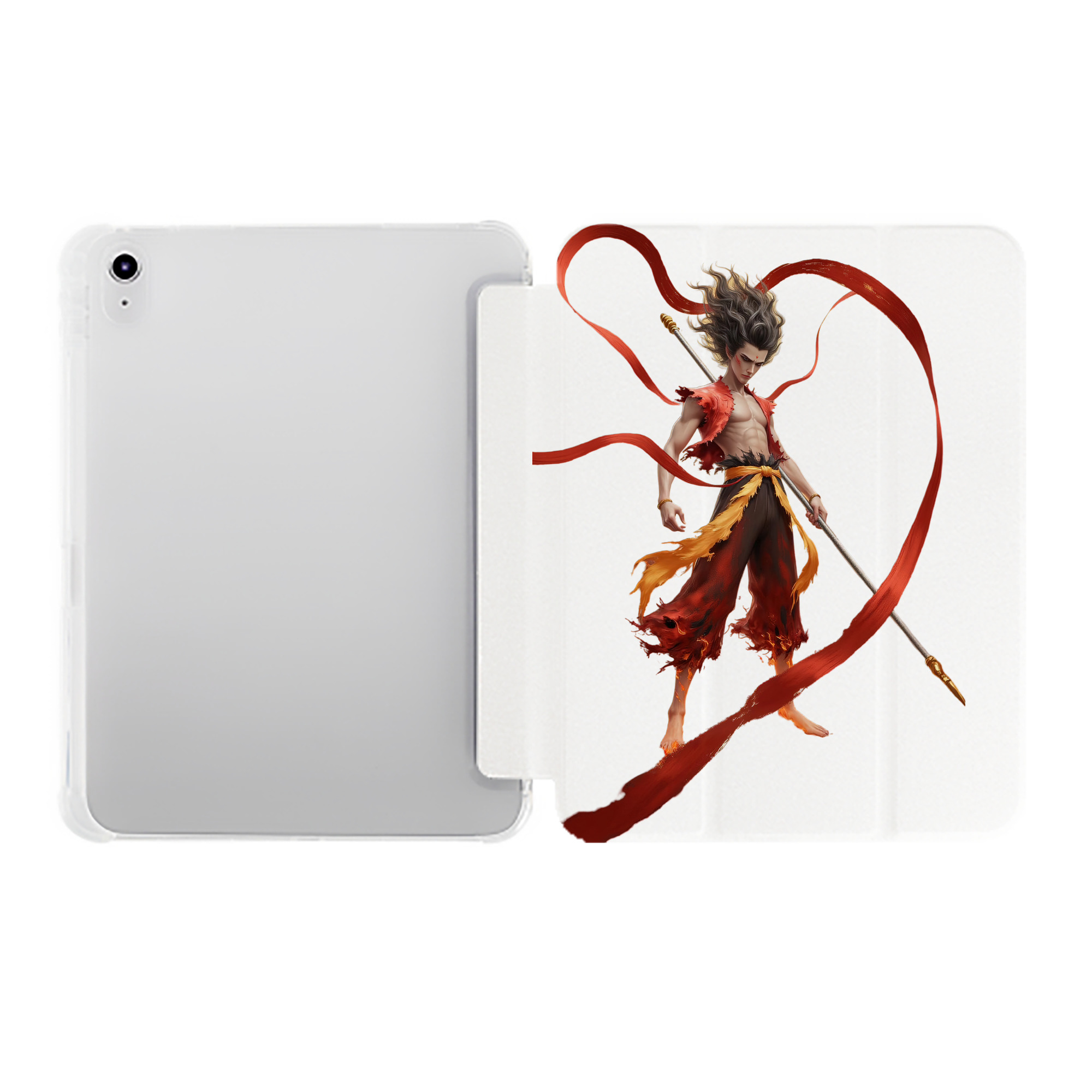 （画像用） Ne Zha 2 ナタ 魔童の大暴れ IPad ケース ペン収納付き 三つ折りスタンド PUレザー×シリコン 対応機種9.5/10.5/10.9インチ